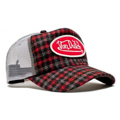 Authentic Brand New Von Dutch Gray/Red Flannel Cap Hat  eb-32296215